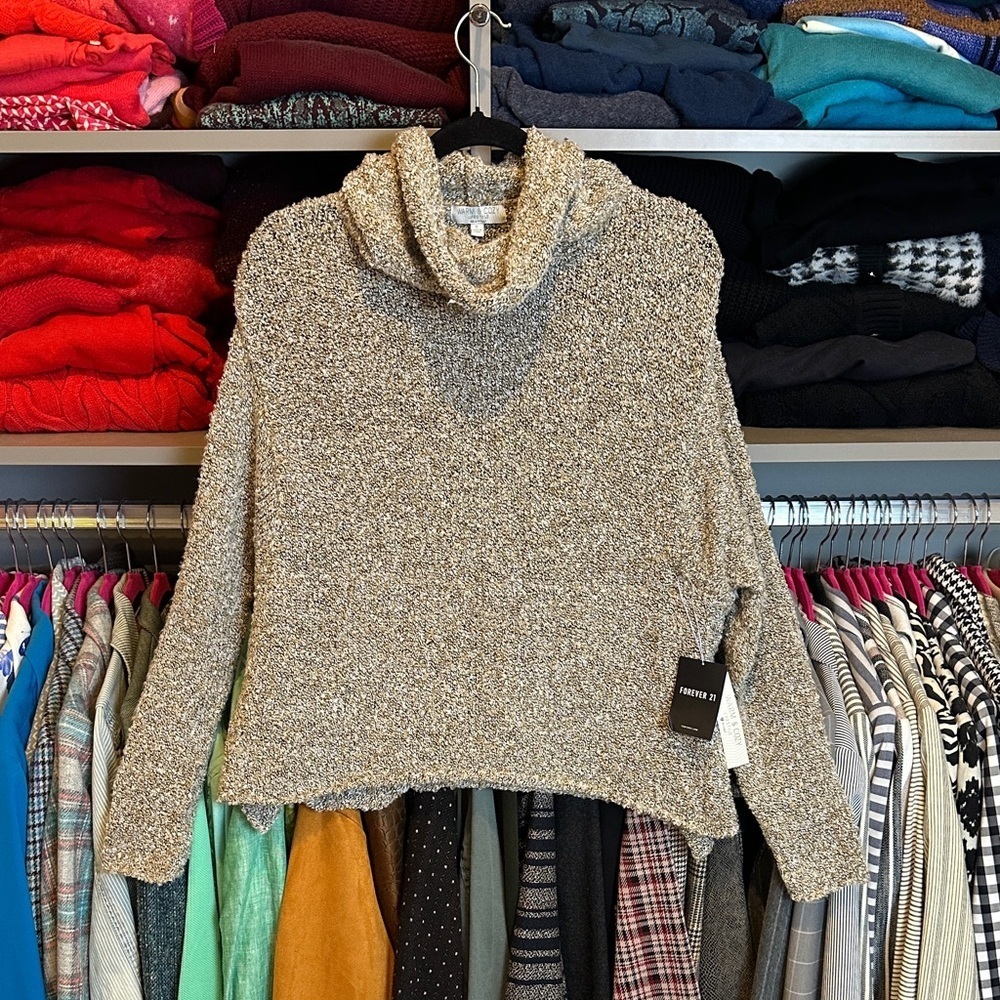 Warm & Cozy for Forever 21 olive/gray long sleeve turtleneck sweater size S NWT